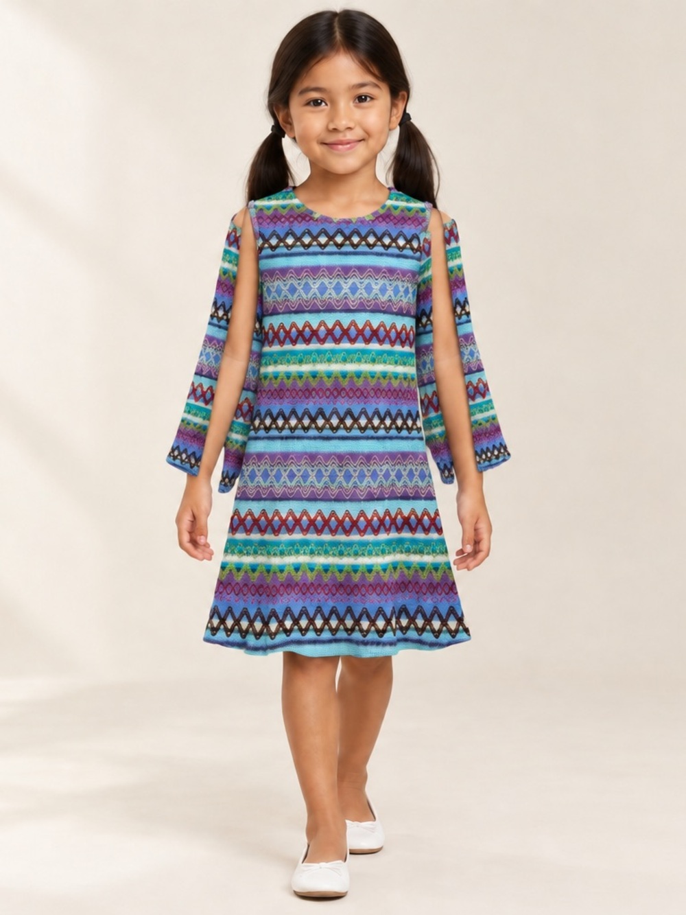 Rare Editions Purple Multicolor Striped Knit Dress